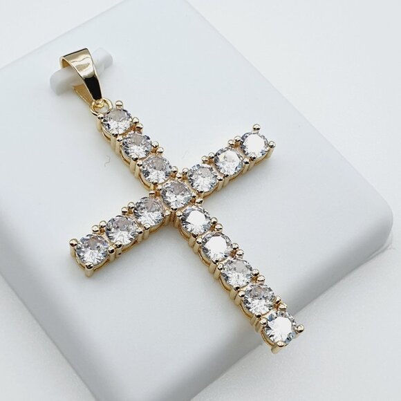 14K Gold Plated Cubic Zircon Pendant, INUS1BR027 - Picture 7 of 9